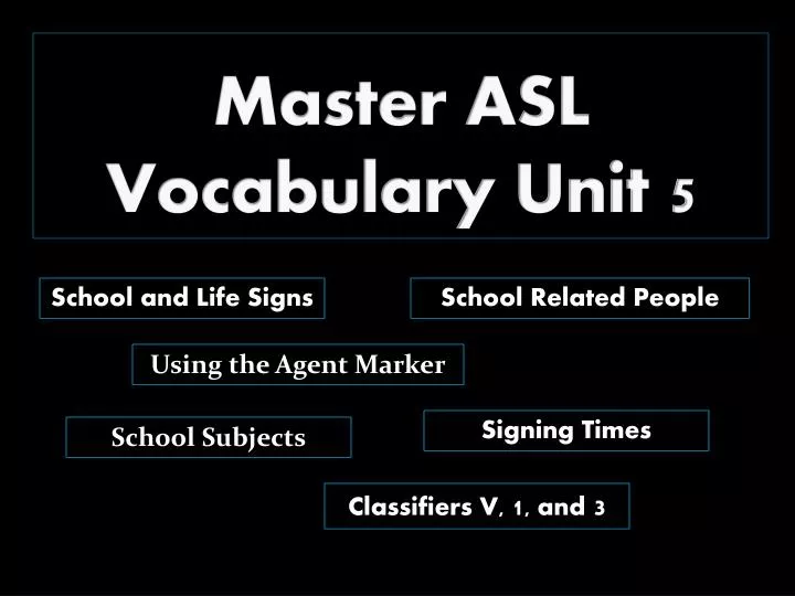 master asl vocabulary unit 5