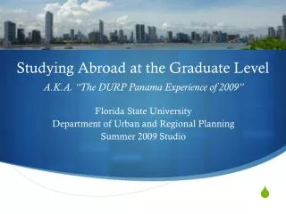 Studying Abroad at the Graduate Level