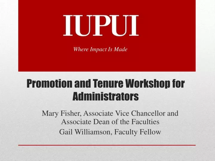 promotion and tenure workshop for administrators