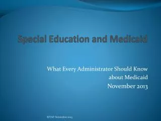 Special Education and Medicaid