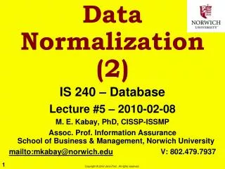 Data Normalization (2)