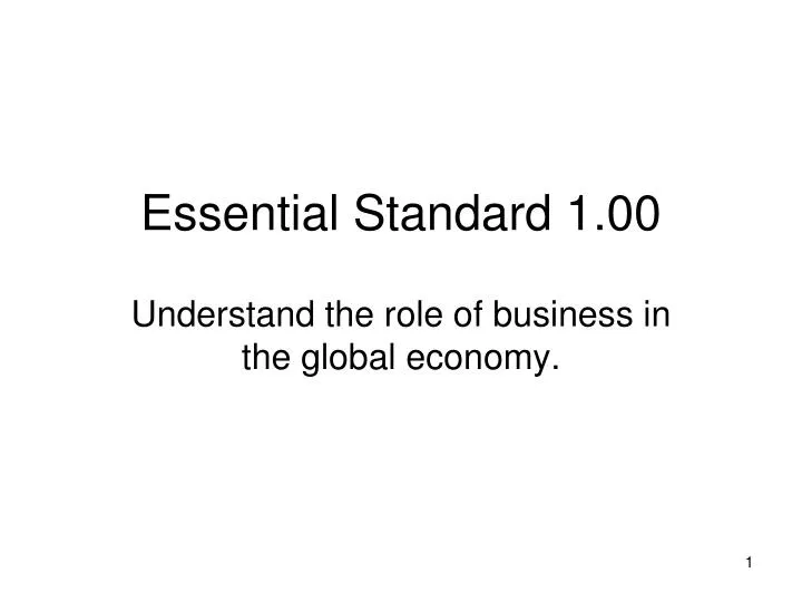 essential standard 1 00