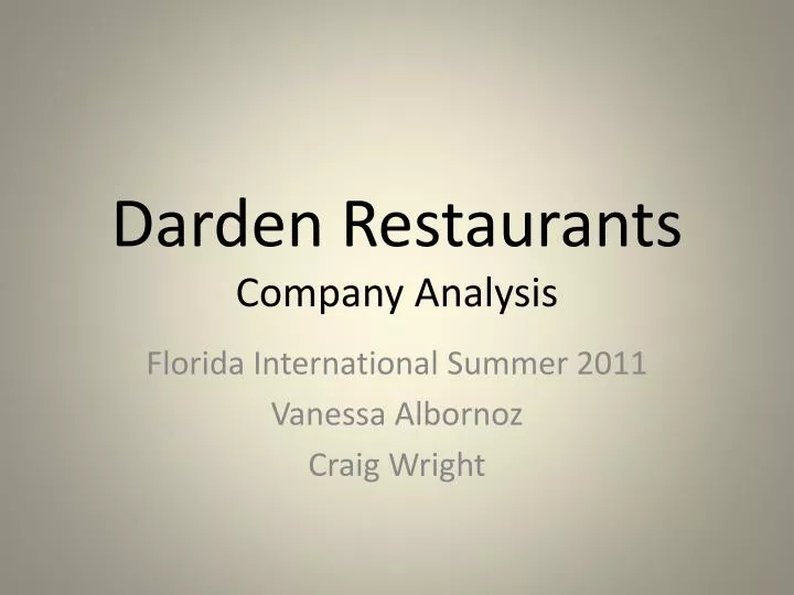 darden restaurants company analysis