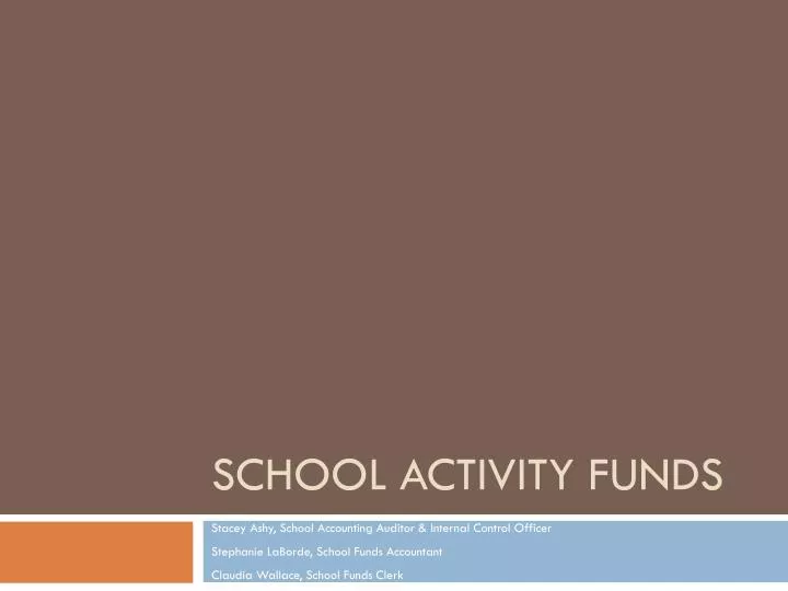 school activity funds
