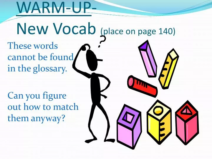 warm up new vocab place on page 140