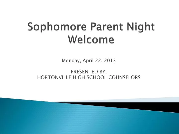 sophomore parent night welcome