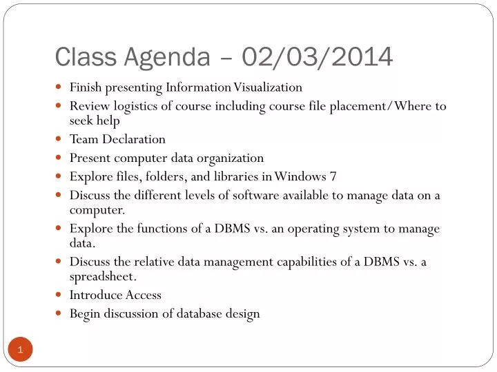 class agenda 02 03 2014