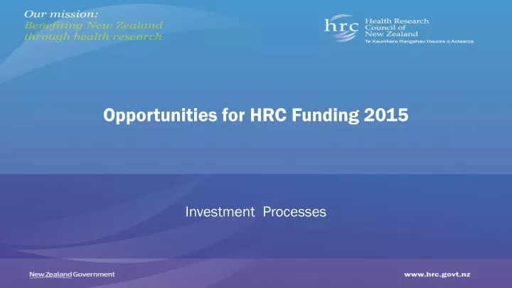 opportunities for hrc funding 2015