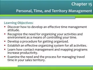 Personal, Time, and Territory Management