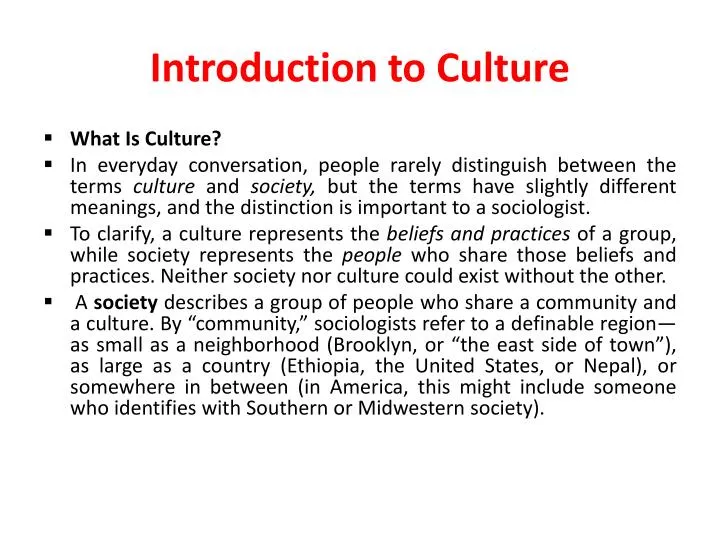 introduction to culture