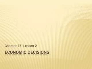 Economic Decisions