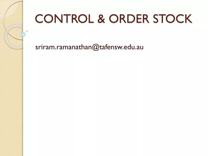control order stock