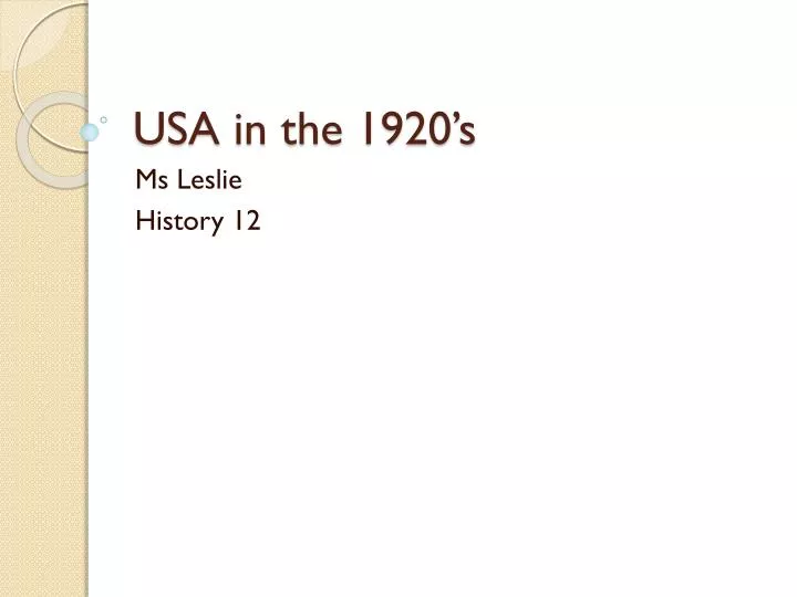 usa in the 1920 s