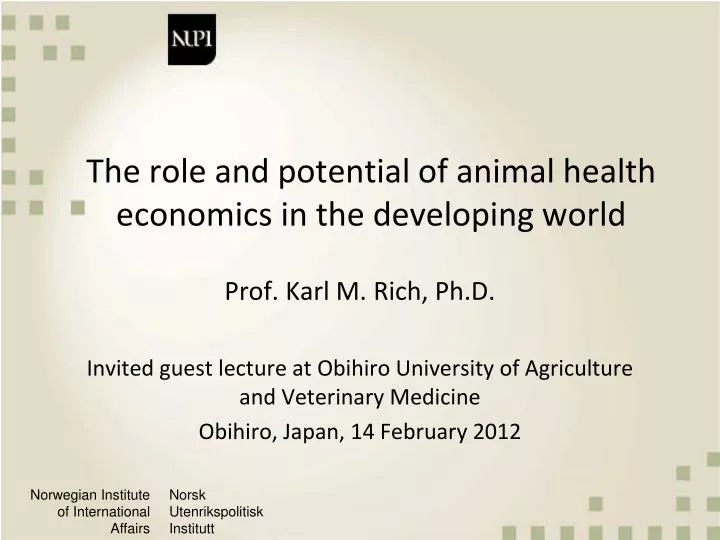 the role and potential of animal health economics in the developing world