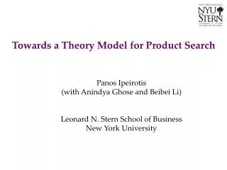 Panos Ipeirotis (with Anindya Ghose and Beibei Li) Leonard N. Stern School of Business New York University