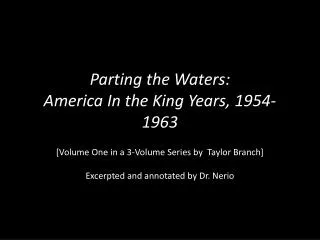 Parting the Waters: America In the King Years, 1954-1963