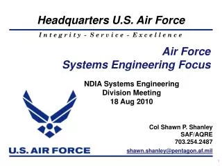 Air Force Systems Engineering Focus