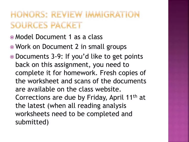 honors review immigration sources packet