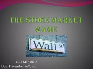 The Stock Market Game