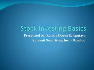 Stock Investing Basics