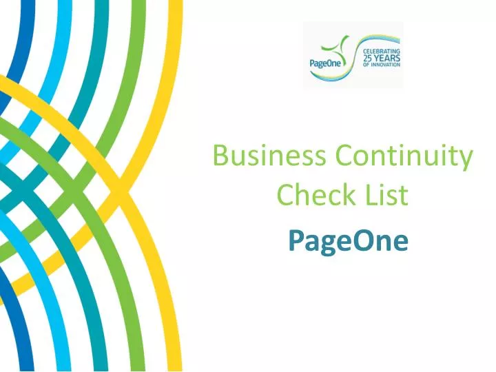 business continuity check list