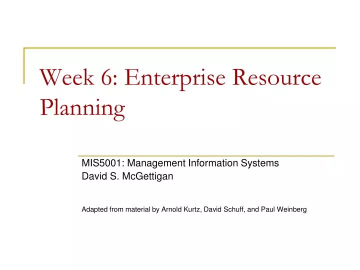 week 6 enterprise resource planning