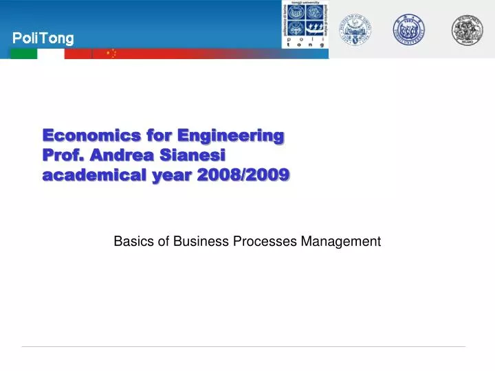 economics for engineering prof andrea sianesi academical year 2008 2009