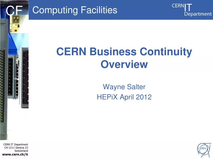 cern business continuity overview