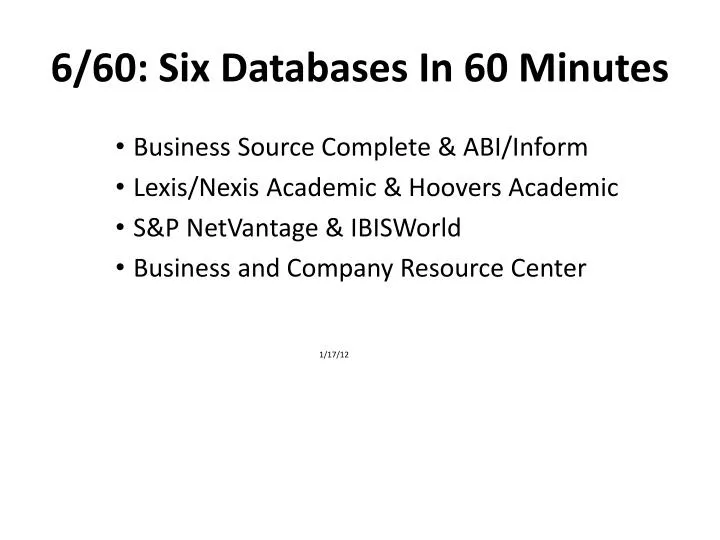 6 60 six databases in 60 minutes