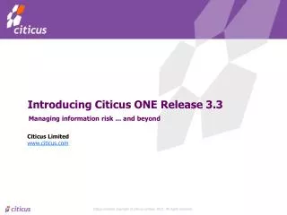 Introducing Citicus ONE Release 3.3