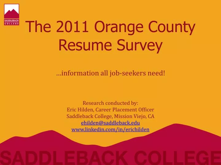 the 2011 orange county resume survey information all job seekers need