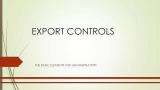 EXPORT CONTROLS