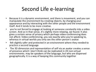 Second Life e-learning