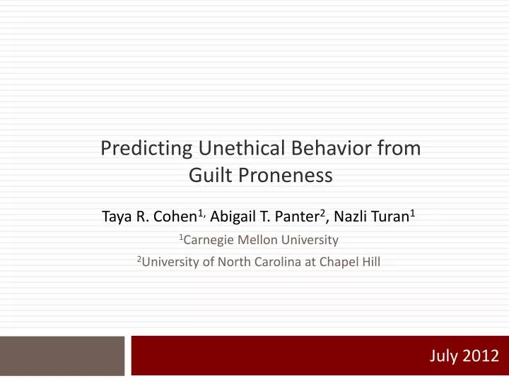 predicting unethical behavior from guilt proneness