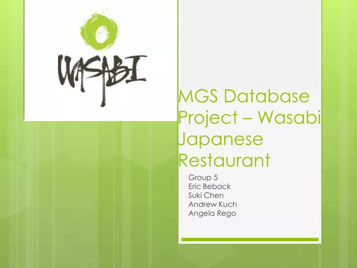 mgs database project wasabi japanese restaurant