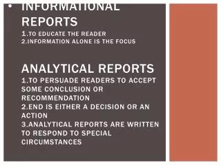 Examples o informational reports
