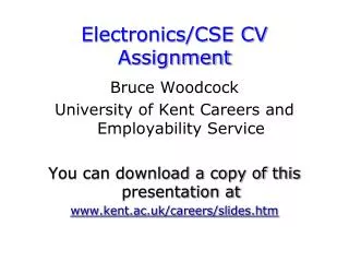 Electronics/CSE CV Assignment