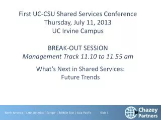 First UC-CSU Shared Services Conference Thursday , July 11, 2013 UC Irvine Campus BREAK-OUT SESSION Management Trac