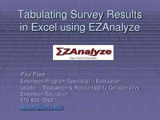 Tabulating Survey Results in Excel using EZAnalyze