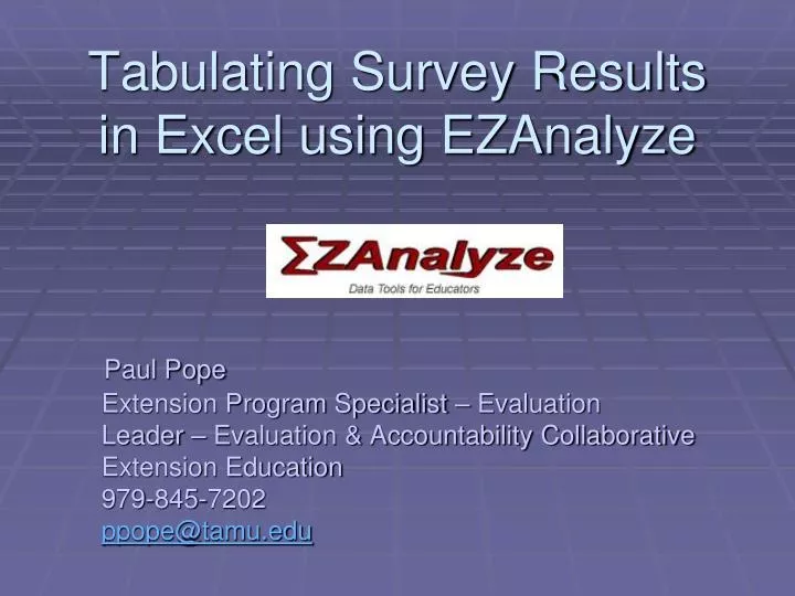 tabulating survey results in excel using ezanalyze