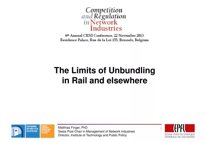 the limits of unbundling in rail and elsewhere