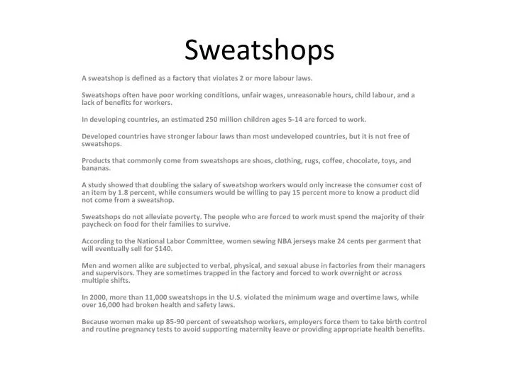 sweatshops