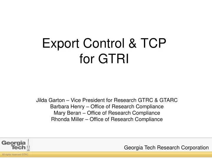 export control tcp for gtri