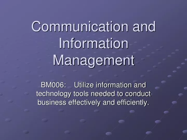 communication and information management