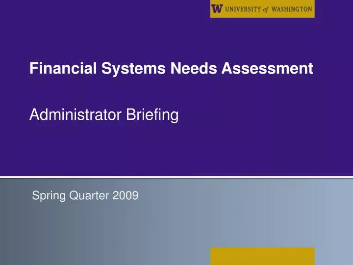 financial systems needs assessment
