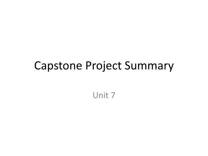 capstone project summary