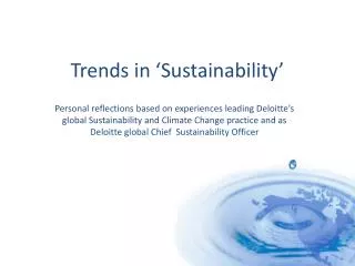 Trends in ‘Sustainability’