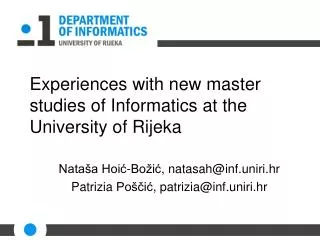 Experiences with new master studies of Informatics at the University of Rijeka