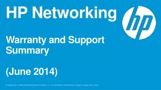 HP Networking Warranty and Support Summary (June 2014)