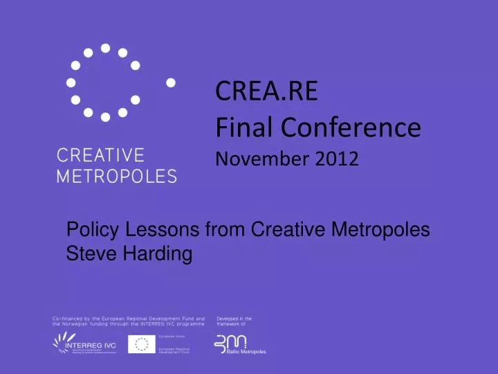 policy lessons from creative metropoles steve harding